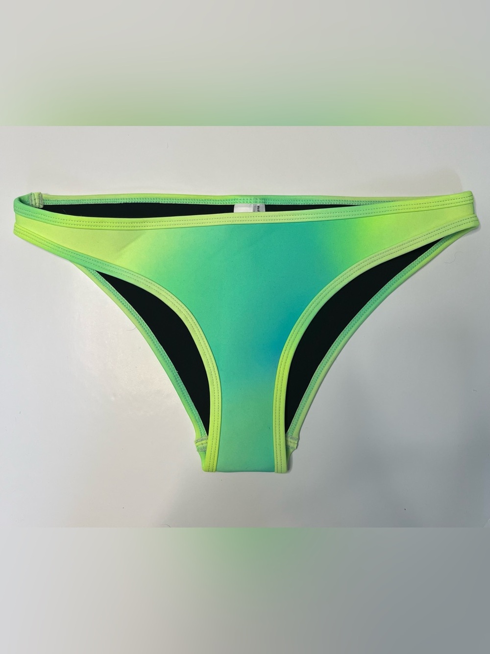 Hoaka Swimwear Neon Gradient Tie Dye Neoprene Bikini Bottoms - Lime Green/Teal